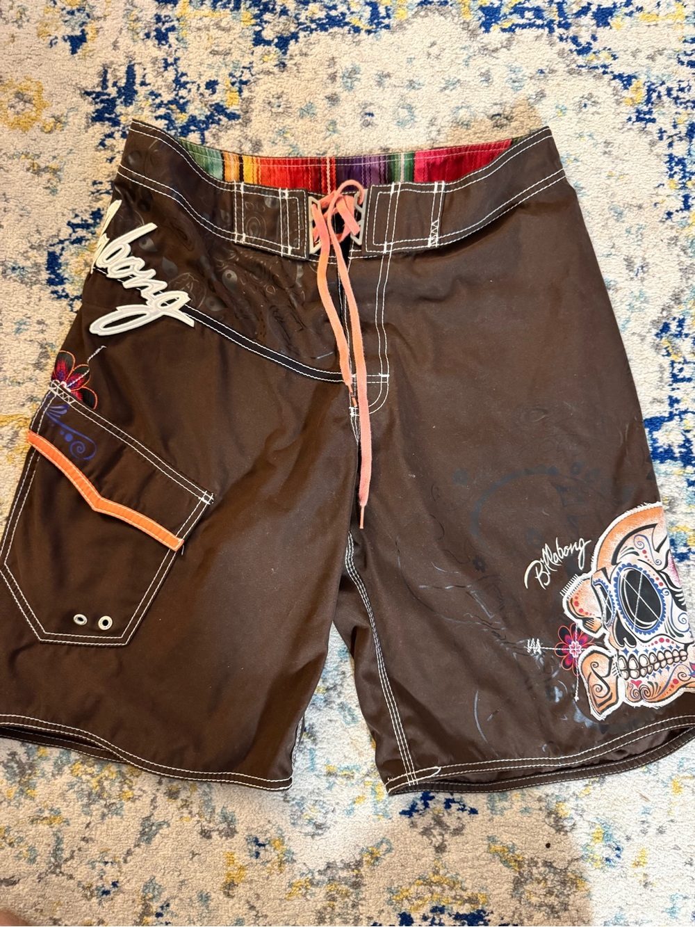 Billabong Dia de los Muertos Men’s Brown Skull Print Swim Trunks
